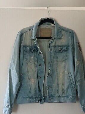 ESPM Jeans ESCAPISM Vintage Look Distressed Denim Jacket Size XL